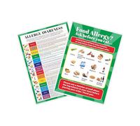 HOMIEVAR 2PCS Laminated Food Allergy Awareness Posters A4 Size 14 Allergens, Intolerance & Hygiene Warning Safety Sign for Kitchens Restaurants & Schools Ask Before You Eat Poster