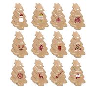 Homievar 48 PCS Christmas Tags Gift for Presents Kraft Paper Hang Labels with Red and Black Plaid Tree Shape DIY Craft Xmas Package Tag & 32 Feet Twine Rope Wrap