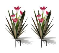 Homight Metal Agave Plant Outdoor Decoration Outdoor Garden Decoration Lily Mexican Yard Art Plant Garden Agave Lily Decorative Garden Gift… (2 Big Red Lilies)