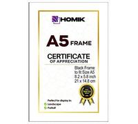 HOMIK A5 Photo Frame with Acrylic Safety Glass with Mat,Home Decor,Ideal for Gift and Wall Hanging,White