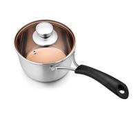 Homikit 14cm Saucepan, Professional Stainless Steel Sauce pan with Glass Lid, Small Milk Cooking Pan for Home Kitchen Restaurant, Heatproof Handle, Mirror Finished & Easy Clean