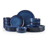 Homikit 18 Piece Dinner Set, Kitchen Stoneware Dinnerware Sets for 6 People, Included 6X Dinner Plates, 6X Side Plates and 6X Bowls, Non-Scratch, Dishwasher & Microwave Safe, Nebulas Blue