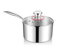 Homikit 18cm Saucepan, Tri-Ply Stainless Steel Milk Pan with Glass Lid, Kitchen Cooking Sauce Pot for Induction Gas Electric, Healthy & Easy Clean - 2.5 L