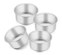 Homikit 4 Inch Cake Tin, Stainless Steel Round Cake Tin Mould Set of 4, Christmas Birthday Wedding Mini Cake Baking Pan Bakeware Set, Healthy & Sturdy, One Piece Design, Dishwasher Safe
