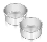 Homikit 6 Inch Cake Tin Set of 2, Deep Cake Pan Stainless Steel, Layer Round Cake Mould Tin Set for Baking Christmas/Wedding/Birthday Cakes, Seamless Design, Mirror Finished & Dishwasher Safe