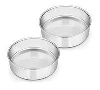 Homikit 6 Inch Cake Tin Set of 2, Stainless Steel Round Cake Baking Pans | One-Piece Mould, Healthy & Sturdy, Mirror Finished, Air-fryer & Dishwasher Safe, Great for Birthday Christmas Cakes Breads