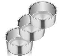 Homikit 6 Inch Cake Tin Set of 3, Stainless Steel Round Cake Mould Deep Cake Pan for Baking, Ideal for Layer Cakes/Birthday/Wedding/Christmas, One Piece Design & Mirror Finished, Dishwasher Safe