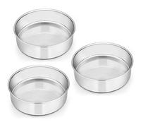 Homikit 6 Inch Cake Tin, Stainless Steel Round Cake Pans Set of 3, Great for Baking Christmas Birthday Wedding Layer Cakes and Bread, Healthy & Sturdy, Mirror Finished & Dishwasher Safe