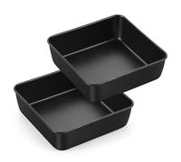 Homikit 6 Inch Square Cake Tin Set of 2, Stainless Steel Cake Mould with Non-Stick Coating, Healthy Small Baking Pan for Layer Cakes/Tray Bakes/Lasagnas/Brownies, Heavy-Duty & Easy Clean