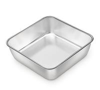 Homikit 6 Inch Square Cake Tin, Stainless Steel Small Cake Pan Ideal for Birthday Wedding Christmas Baking, Healthy & Seamless One Piece Design, Matte Finished & Dishwasher Safe