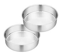 Homikit 8 Inch Cake Tin Set of 2, Stainless Steel Round Cake Baking Pans | One-Piece Mould, Healthy & Sturdy, Mirror Finished & Dishwasher Safe, Great for Birthday Christmas Cakes, Bread, Roasting