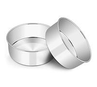 Homikit 8 x 3-Inch Deep Cake Tin Set of 2, Stainless Steel Cake Mould Round Cake Pan for Baking, Layer Cakes for Birthday/Christmas/Wedding, One Piece Design, Mirror Finished & Dishwasher Safe
