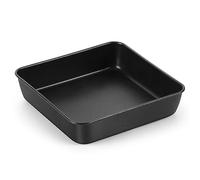 Homikit 8inch Non-Stick Cake Tin, Stainless Steel Cake Mould Square Baking Pan, Perfect for Wedding Birthday Christmas Cakes and Brownies, Non Toxic, Heavy-Duty & Easy Clean - Black/20cm