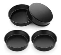 Homikit 8Inch Round Cake Tins, 4Pcs Stainless Steel Cake Mould Baking Pans, Ideal for Layer Cakes, Pie, Pizza on Birthday/Wedding/Christmas, Non Stick & Healthy, Straight Side & Easy Clean