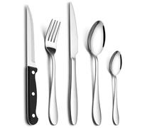 Homikit Cutlery Sets with Steak Knives, 30-Piece Stainless Steel Flatware Silverware Set Service for 6, Knives Forks Spoons for Home Kitchen Restaurant, Mirror Polished & Dishwasher Safe