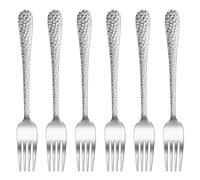 Homikit Dinner Forks 6 Piece, Stainless Steel Table Forks Silver Cutlery Sets for Home/Kitchen/Restaurant, Sturdy & Healthy, Mirror Polished & Dishwasher Safe, Hammered Design