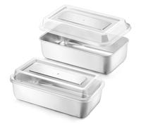 Homikit Loaf Tin, 2Lb Stainless Steel Bread Loaf Pans with Lids, Silver