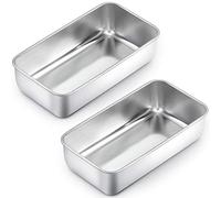 Homikit Loaf Tin Set of 2, Stainless Steel Cake Tins Banana Bread Moulds | Rectangle Loaf Pans for Baking 2Lb Toast/Meatloaf/Pie/Lasagna, Healthy, Non-rust & Sturdy, Oven and Dishwasher Safe