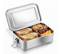 Homikit Lunch Box 1400ml, Stainless Steel Bento Box with 1 Removable Compartment, Metal Food Sandwich Salad Storage Container for Adults & Kids, Leak-Proof & Portable, Sturdy & Dishwasher Safe