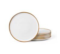 Homikit Stoneware Side Plates Set of 6, Cappuccino Beige, 20.1cm Round