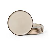 Homikit Stoneware Side Plates Set of 6, Desert Khaki, 20.1cm Round