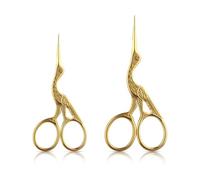 Homiladi 2Pcs Embroidery Scissors | Embroidery Scissors Small Sharp | Vintage Style Small Crane Sewing Scissors for Embroidery, DIY Crafts, Sewing, Needlework, Daily Use(Golden, 3.7inch+4.5inch)