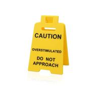 Homiladi Caution Overstimulated Desk Sign | Funny Humorous Do Not Approach Warning Plaque | Novelty Gag Gift for Office, Coworkers, Boss, Teammate | Desk Gadgets for Workplace, Cubicle, Home Decor