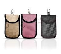 Homiladi Faraday Pouch for Car Keys | 3 Pack Car Key Signal Blocking Pouch | Anti-Theft Keyless Car Key Bag | RFID Blocker & Fob Protection Pouches for Car Security(Pink、Gold & Black)