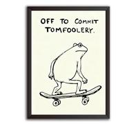 Homiladi Frog Poster 1Pcs Funny Wall Art Poster Printed with the Words Off To Commit Tomfoolery | Bedroom Posters Frameless Decorative Canvas Painting for Living Room Decor
