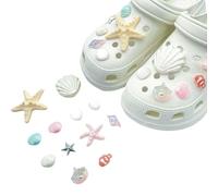 Homiladi Summer Shoe Charms 12Pcs Shoe Charms for Clog Sandals | Shell & Starfish Beach Accessories for Pretty Slipper for Girls | Cute Ocean Shoe Decor | Girly Bling Shell Charm for Adults and Kids