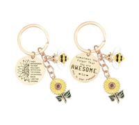 Homiladi Sunflower Keychain with Bee Charm | 2 Pcs Inspirational Sometimes You Forget You're Awesome Sunflower and Bee Keyring for Women, Friends & Coworkers Purse, Backpack, Wallet (with Box)