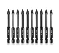 Homiladi Tile Drill Bits 6mm | 10pcs Masonry Porcelain Drill Bits Set | Concrete Tile Drill Bit 1/4 Hex Shank Multi-Purpos For Diamond Brick Walls Ceramic Glass Mirror Wood(Black)