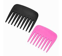 Homiladi Wide Tooth Comb for Curls, 2Pcs No-Handle Wide Comb for Women Men | Anti-static plastic, 9×7cm. Wide teeth detangle without pulling or scalp irritation. Ideal wet or dry. Black and pink.