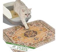 Homimp Cat Litter Mat, Litter Trapping Mat 2 Pack, Contains Mess from Box, Protects Floors,Urine Waterproof,Non-slip,Less Waste Cat Litter Box Mat,Soft on Kitty’s Paws,Washable,Absorbent,Khaki 18"X24"