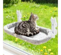 Homimp Cat Window Perch,Cordless Cat Window Hammock for Wall with 4 Strong Suction Cups,Solid Metal Frame and Two Replaceable Covers,Foldable Cats Bed for Large Cats and Kittens,Indoor Pet Seat,Grey L