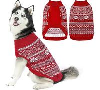 HOMIMP Dog Sweater Argyle - Warm Sweater Winter Clothing Puppies Soft Coat, Ugly Dog Sweater for Small Medium and Large Dogs, Pet Clothing Boy Girl Red