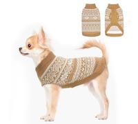 HOMIMP Dog Sweater Argyle - Warm Winter Clothes Puppy Soft Coat, Ugly Dog Sweater for Small Medium and Large Dogs, Pet Clothing Boy Girl, Cream XXS