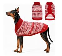 HOMIMP Dog Sweater Argyle - Warm Winter Clothes Puppy Soft Coat, Ugly Dog Sweater for Small Medium and Large Dogs, Pet Clothing Boy Girl, Red 2XL
