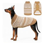 HOMIMP Dog Sweater Argyle - Warm Winter Clothes Puppy Soft Coat, Ugly Dog Sweater for Small Medium and Large Dogs, Pet Clothing Boy Girl, Cream XL