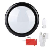 Hominas 100MM LED Light Lamp Button Big Round Video Game Push Buttons Acrylic Crystal Shell Cutting 3D Cassette Sound Effect for Machines DIY Gaming Consoles ABS Material Red (White)