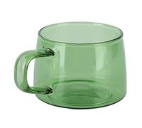 Hominas Coloured Glasses Coffee Cups, 250 Ml Transparent Coffee Mugs with Handle Drinking for Water Beer Cappuccino Iced Latte Wine Home Kitchen (Green)