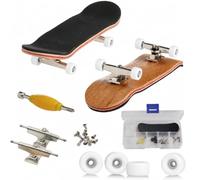 Hominas Finger Skateboard with Accessories, Pro Fingerboard Maple Wooden Alloy DIY Mini Skateboard Toy with PU Non-Slip Box Reduce Pressure for Skateboarders, Teenagers, Office Workers (White)