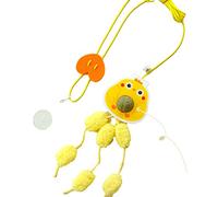 Hominas String Cat Toy Hanging Door Feather Toy Elastic Retractable Cat Attractive Teaser Toy with Catmint Ball Soft Safe Material Adjustable Hook for Indoor Play Exercise (Little Yellow Chicken)