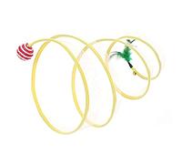 Hominas Tunnel pliable pour chat - Jouet interactif amusant et pliable de type S avec plumes pour jeu intérieur et extérieur - En élastique en fil d'acier (Sisal Ball)