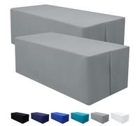 homing 2 Packs Rectangle Fitted Tablecloth, Washable Fabric Table Cloth for 6 Foot Tables, Water Resistant Table Cover for Party, Trade Show, Outdoor and Indoor (Grey, 30" x 72")