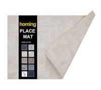 homing Faux Leather Heat Resistant Placemats Set of 6 - Waterproof Wipeable Place Mats for Dining Table, Easy to Clean Kitchen Beige Table Mats
