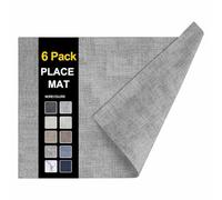 homing Faux Leather Heat Resistant Placemats Set of 6 - Waterproof Wipeable Place Mats for Dining Table, Easy to Clean Kitchen Light Grey Table Mats
