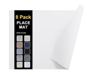 homing Faux Leather Heat Resistant Placemats Set of 8 - Waterproof Wipeable Dining PU Place Mats for Indoor & Outdoor, Easy to Clean - White