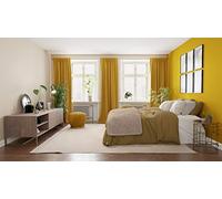 Homing Opaque Curtain Plain Saffron Curtain Darkening Soft Acoustic Curtain Living Room Bedroom Children's Room Decorative Fabric (1 Piece) 245 x 140 cm (H x W)