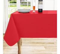 homing Rectangle Vinyl Tablecloth, Waterproof Spillproof Plastic Flannel Backed Table Cloth, Wipe Clean Table Cover for Dining, Christmas, Parties and Holiday, 4th of July (Red, 60" x 102")